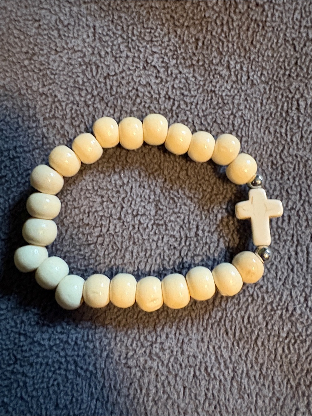 Cream Beaded Cross Stretch Bracelet
